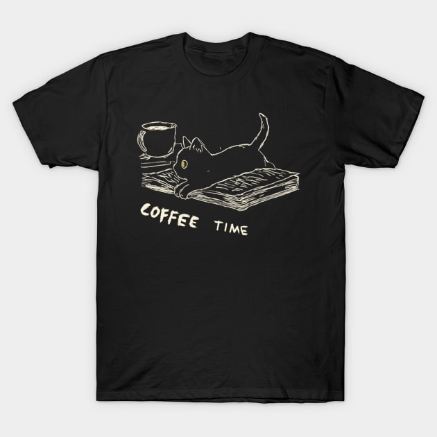 Coffee time with cat T-Shirt by Saestu Mbathi